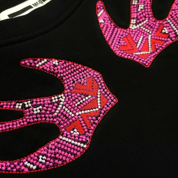 Alexander Mcqueen McQ Embroidered Bird Swollow Distressed Knit Sweater D… - Picture 6 of 10